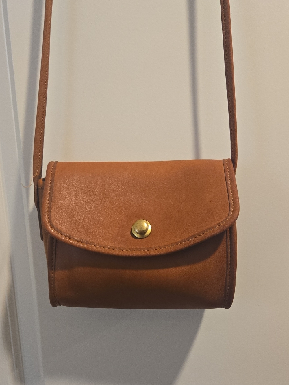 Coach Brown Leather Crossbody with Gold Snap